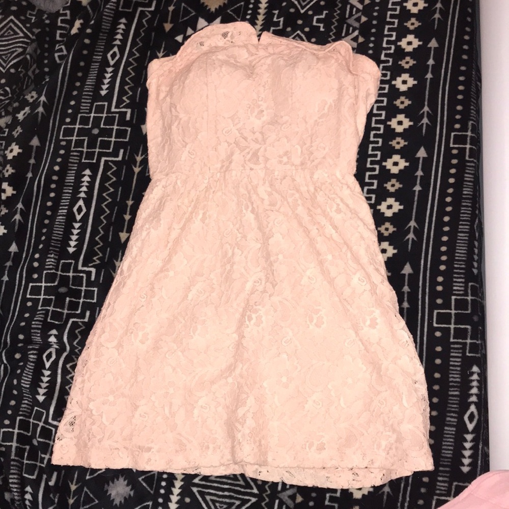 Strapless pink dress